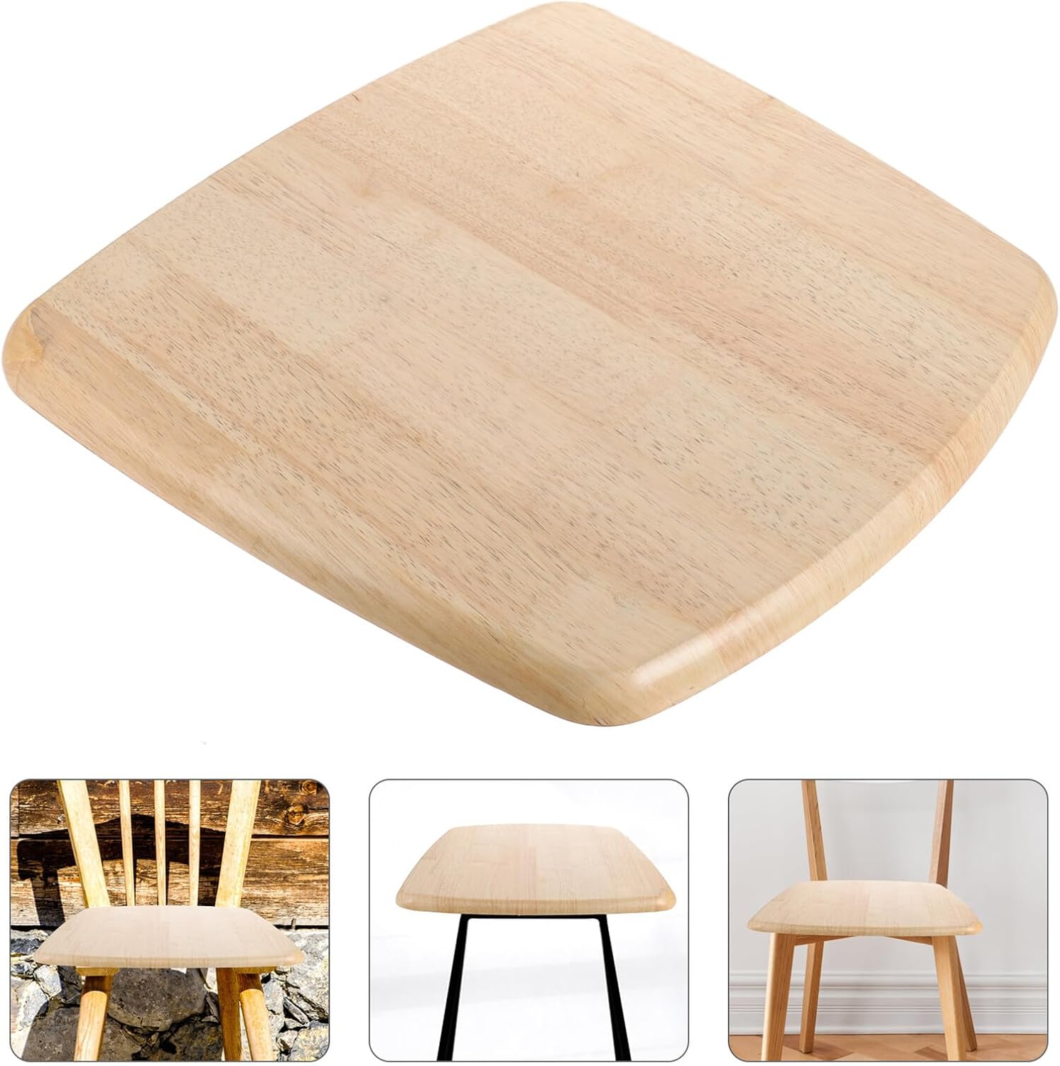 GALPADA Sturdy Wooden Chair Seat Replacement, Solid Wood Stool Seat Cover, Easy to Clean Stool Seating Part for Office Kitchen