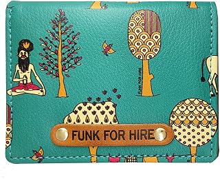 Funk For Hire Teal Graphic Printed Leatherette Card Holder Wallet – Unisex, 6 Card Slots, Coin Pouch, Compact Bifold Desig... Price In India