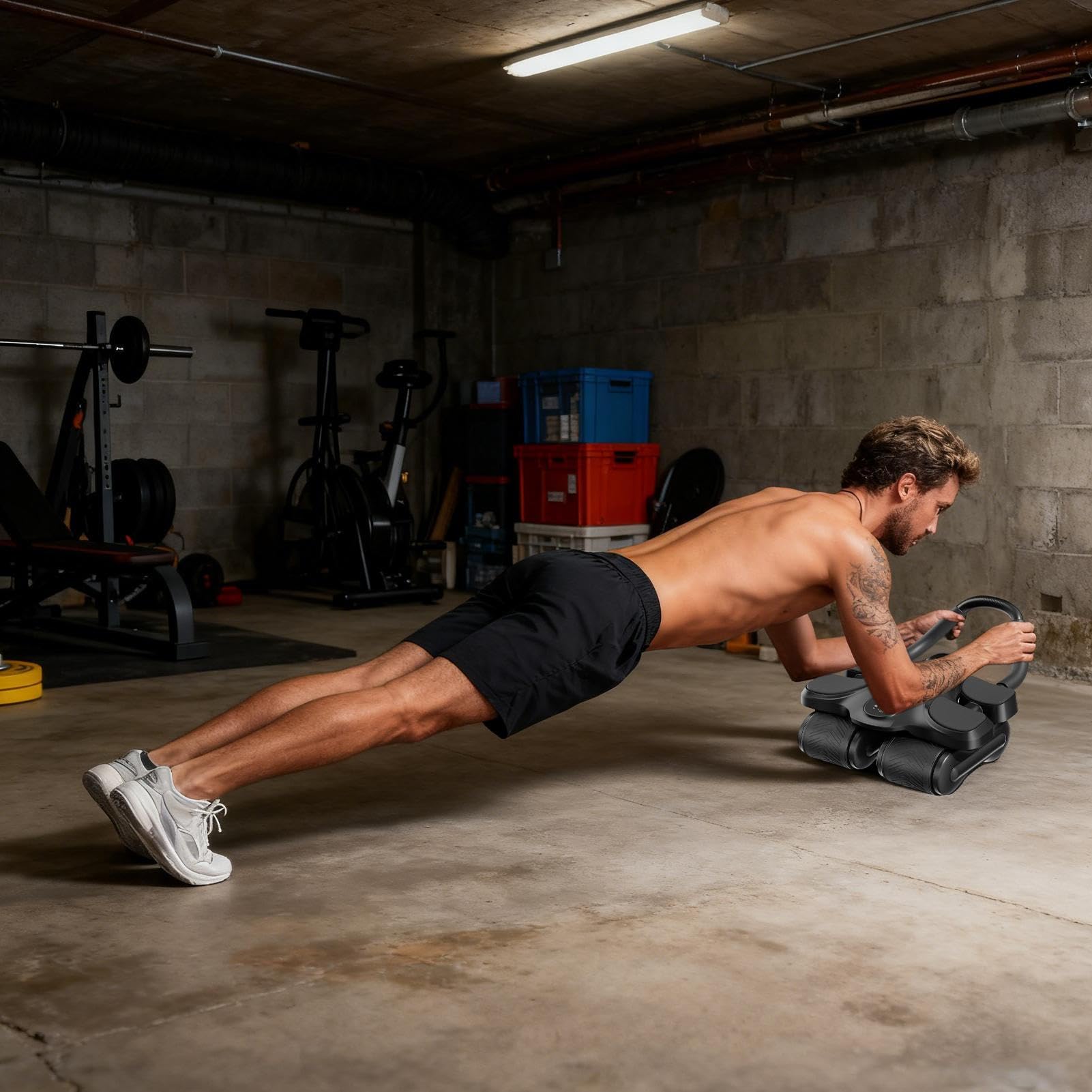 Ab Roller, z podkładką na kolano, podpórką na łokieć, kółko do ćwiczeń Ab Roller Machine | do ćwiczeń mięśni rdzenia, fitnessu, treningu siłowego, domu, siłowni, biura, akademika