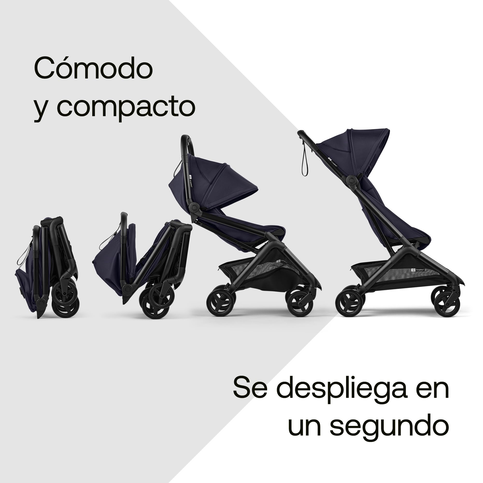 Bugaboo Butterfly 2 Silla de Paseo de Viaje – Pack con Barra de Seguridad y Cubierta para Lluvia – Ligera, Plegable a Una Mano y Asiento Reclinable, de 6 meses a 4 Años – Deep Indigo