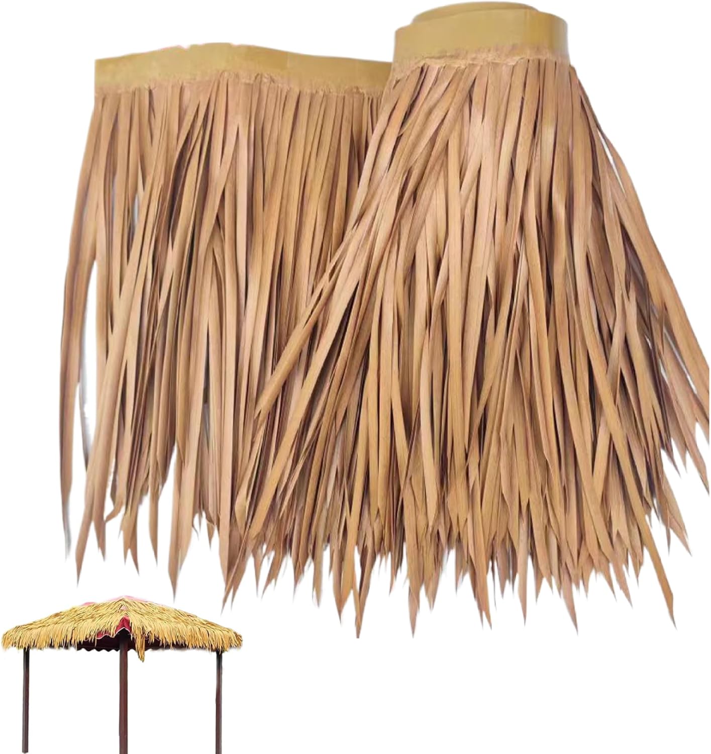 Grass Table Skirt, 9.84ftx19.7in Hawaiian Table Skirt, Cuttable Foldable Thatch Roof, Artificial Thatch Roofing for Summer Tropical Birthday Beach Party Bar Decor, Style 1...