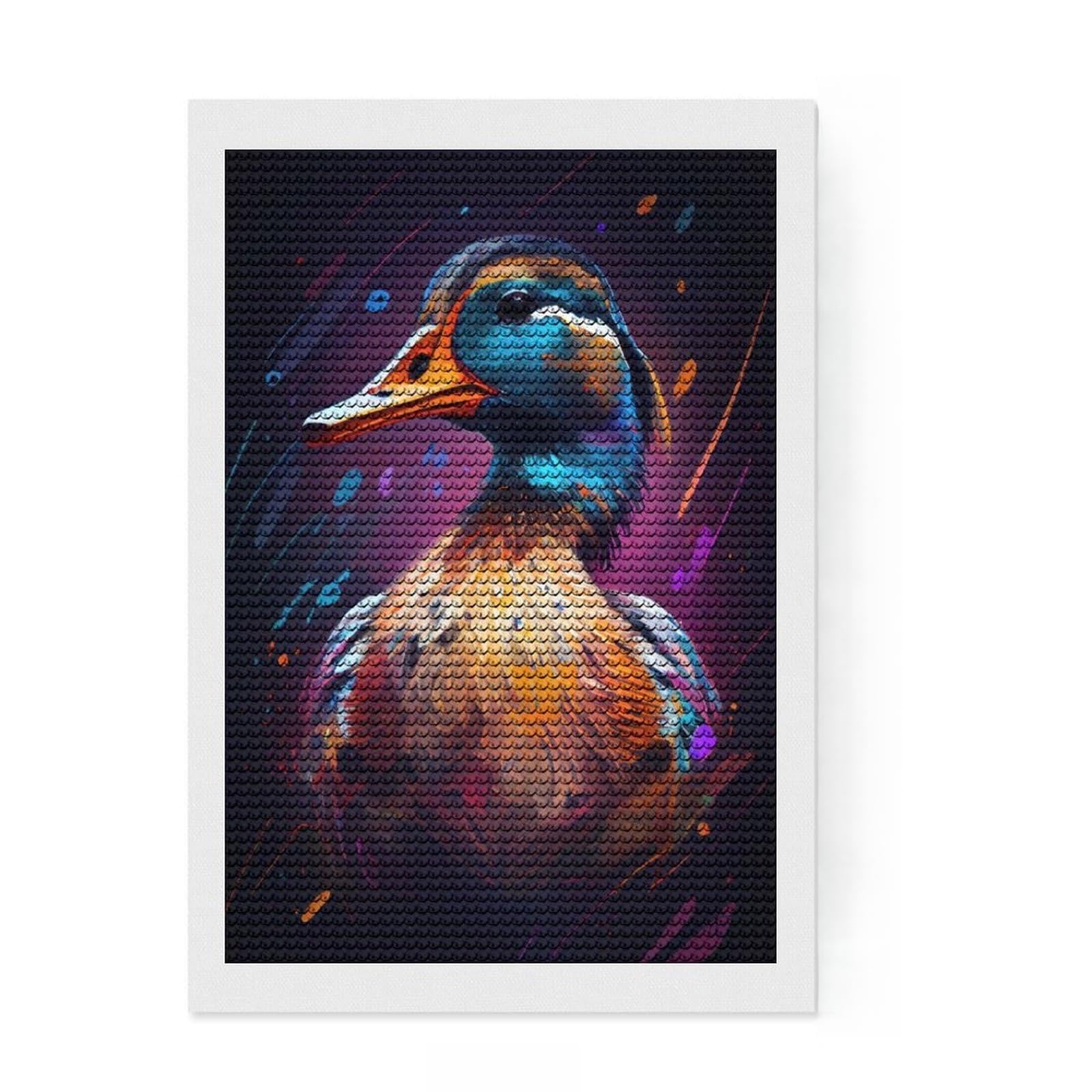 Junmoney The Chatty Duck Diamond Painting Set 8"x12", for Family Craft Time, Sparkling Round Gems, Christmas Gift, Bedroom Decor