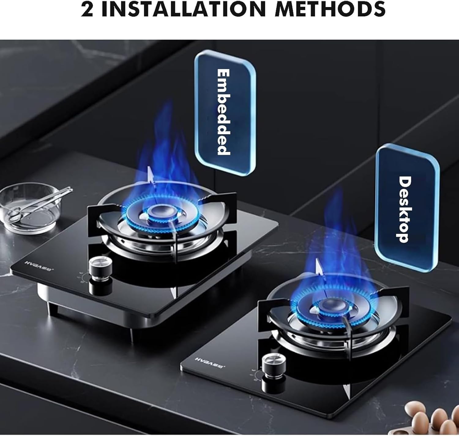 Gas Cooker 1 Burner, Portable Kitchen Counter Top Stove, 5.2KW High-fire Frying Pan, with Flameout Protection, for Outdoor Camping RV BBQ Hob(LPG)(NG)