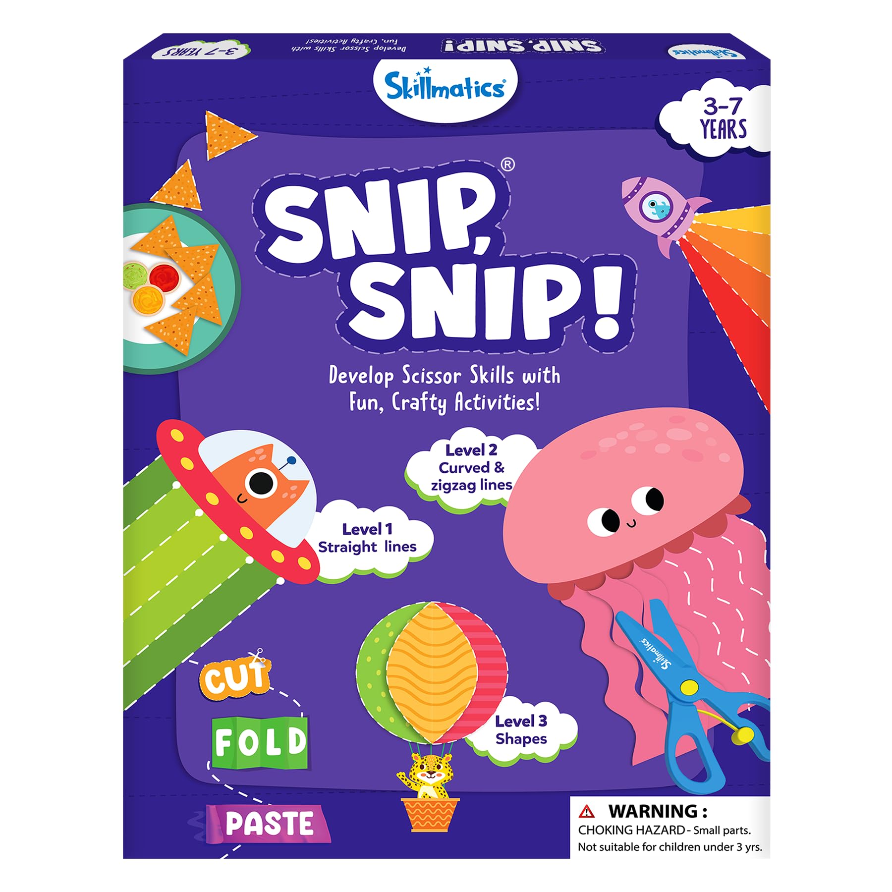 Skillmatics Snip Snip, Scissor Skills, Felt Craft Activity, Gift for Kids | Cutting Activity Book, Safety Scissors, Fine Motor Skills for Preschool, Screen-Free, Learning Toy, Toddlers, Ages 3, 4, 5,