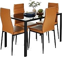 Vista 11 de Best Choice Products 5 piezas Juego de mesa de comedor de vidrio, muebles modernos de mesa de cocina para comedor, dinette, ahorro de espacio