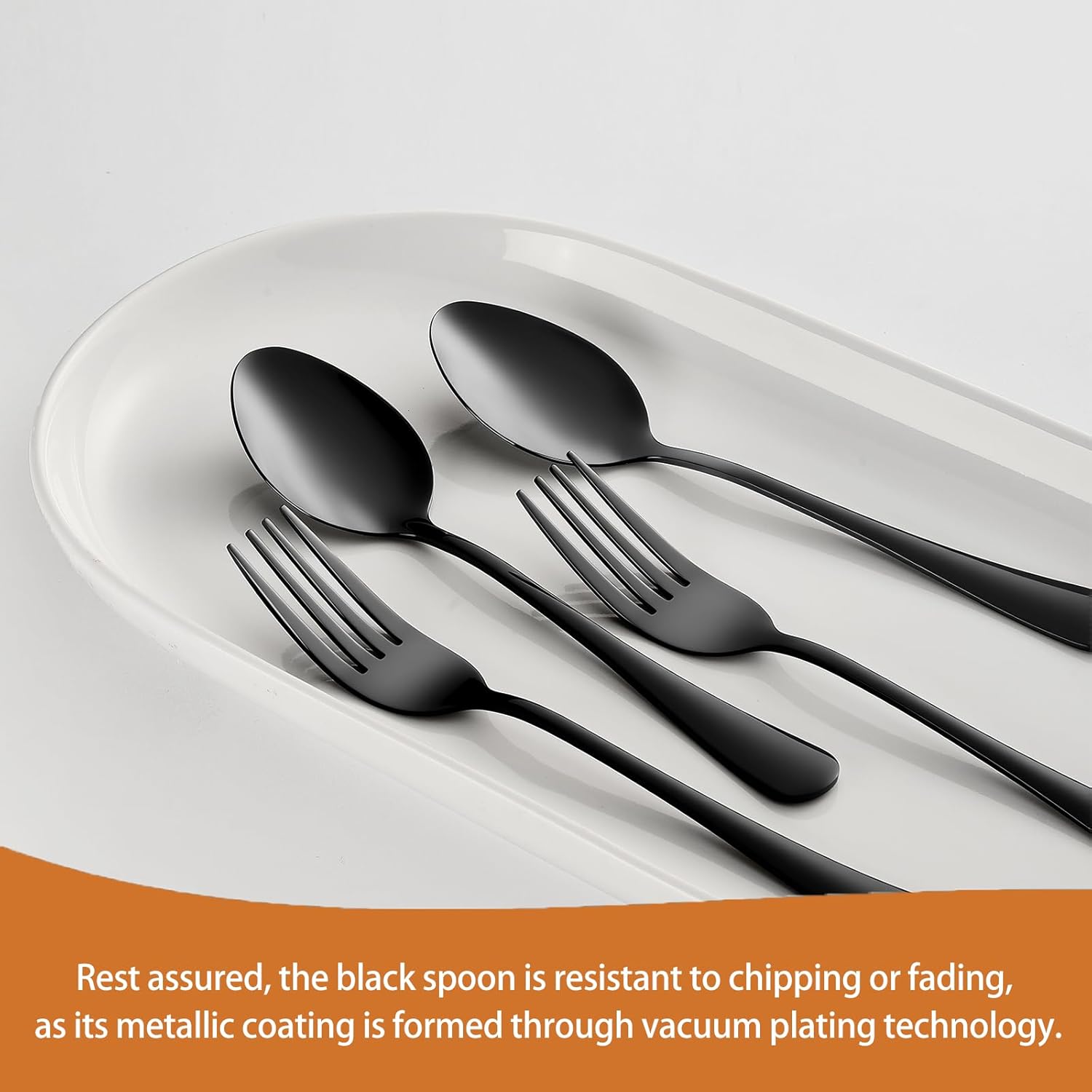 Teaspoons set of 24 black spoons silverware, dessert spoon 6.6inch Food-Grade stainless steel, kitchen and dining table spoons(6.6inch spoons set (24 Piece))