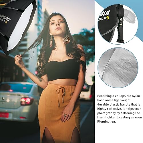 Miniatura 4 de 24 ''60CM Cámara Flash Softbox Handheld Quick Set-up, con soporte tipo S Compatible con Godox Canon Sony Fuji YongNuo Flash TT350 TT520 TT600V860III