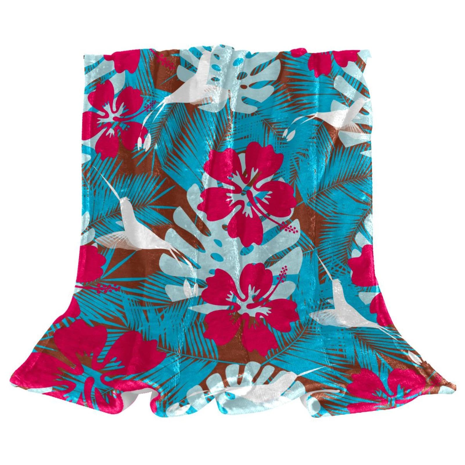Couverture polaire fleur bleue rose plaid chaud et doux pour lit et canape 150x100cm