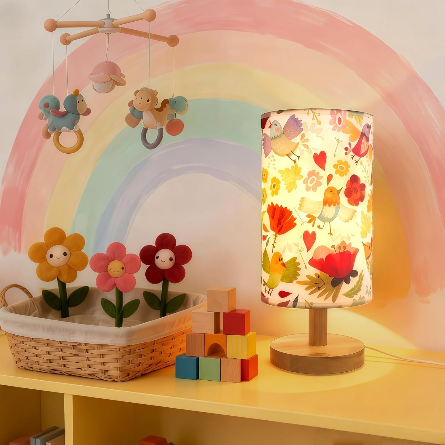 Flower Night Light for Girls - 3-Way Dimmable Boho Pink Floral Lamp for Nursery, Toddler Room, or Big Girl Bedroom, Whimsical Bedtime Reading Light, Gifts for Girls