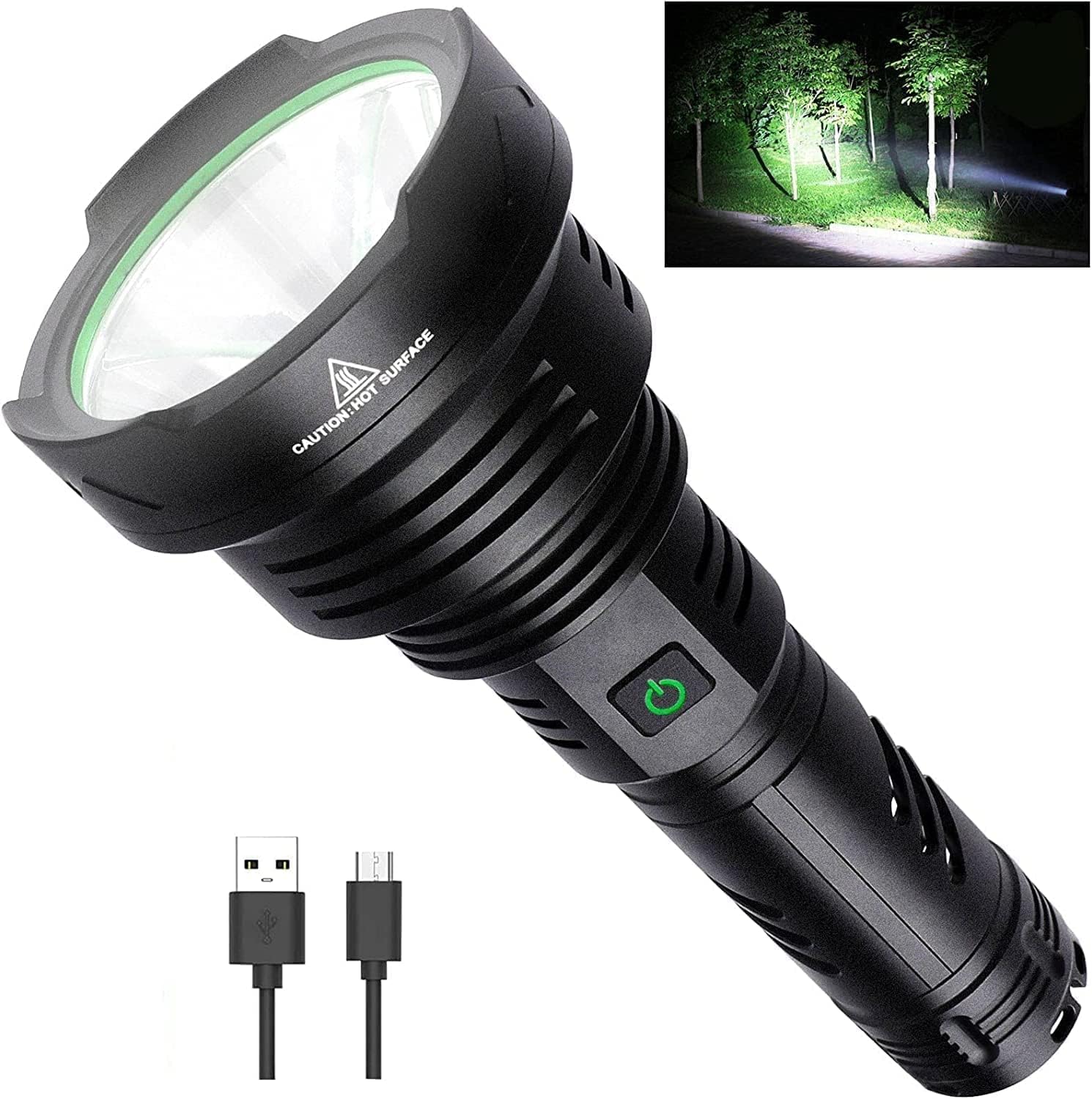 USB Rechargeable Led Flashlight, 100000 Lumens Super Bright, High Lumens, 5 Modes, IPX6 Waterproof, Tactical Flash Light for Emergencies Camping