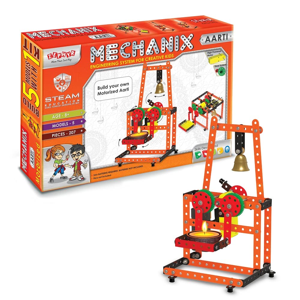 Mechanix Aarti - A Real Model with Metal Parts and a Real Bell, Can be Placed During Aarti's for Real Aarti Impact, STEAM Educational Toy During Festivals-image-47