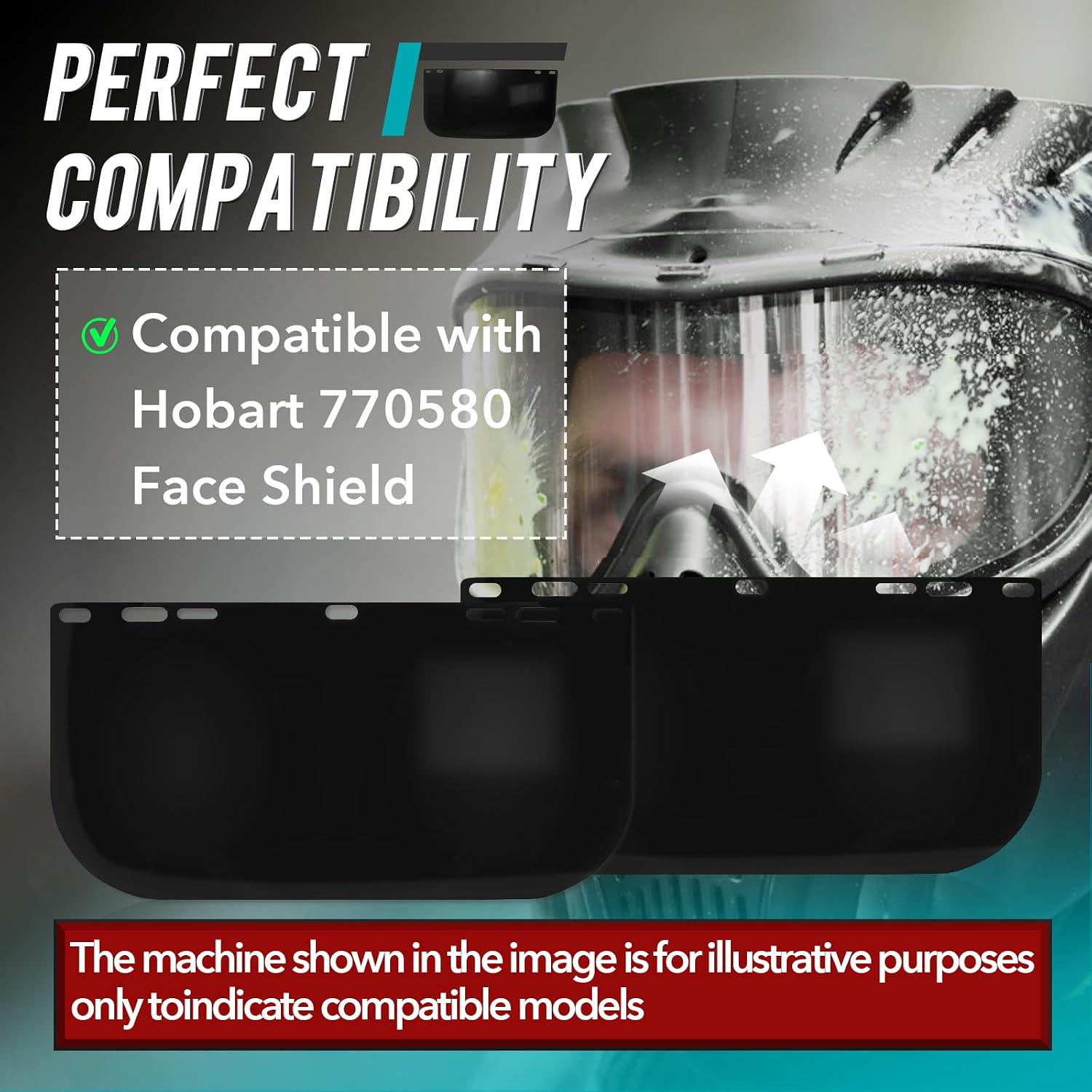 4 Pcs Replacement Lens Compatible with Hobart 770580 Face Shield, Suitable for Face Shield for Grinding and Cutting, Tinted Full Face Shield - 15.5'' x 8'' Welding Shield