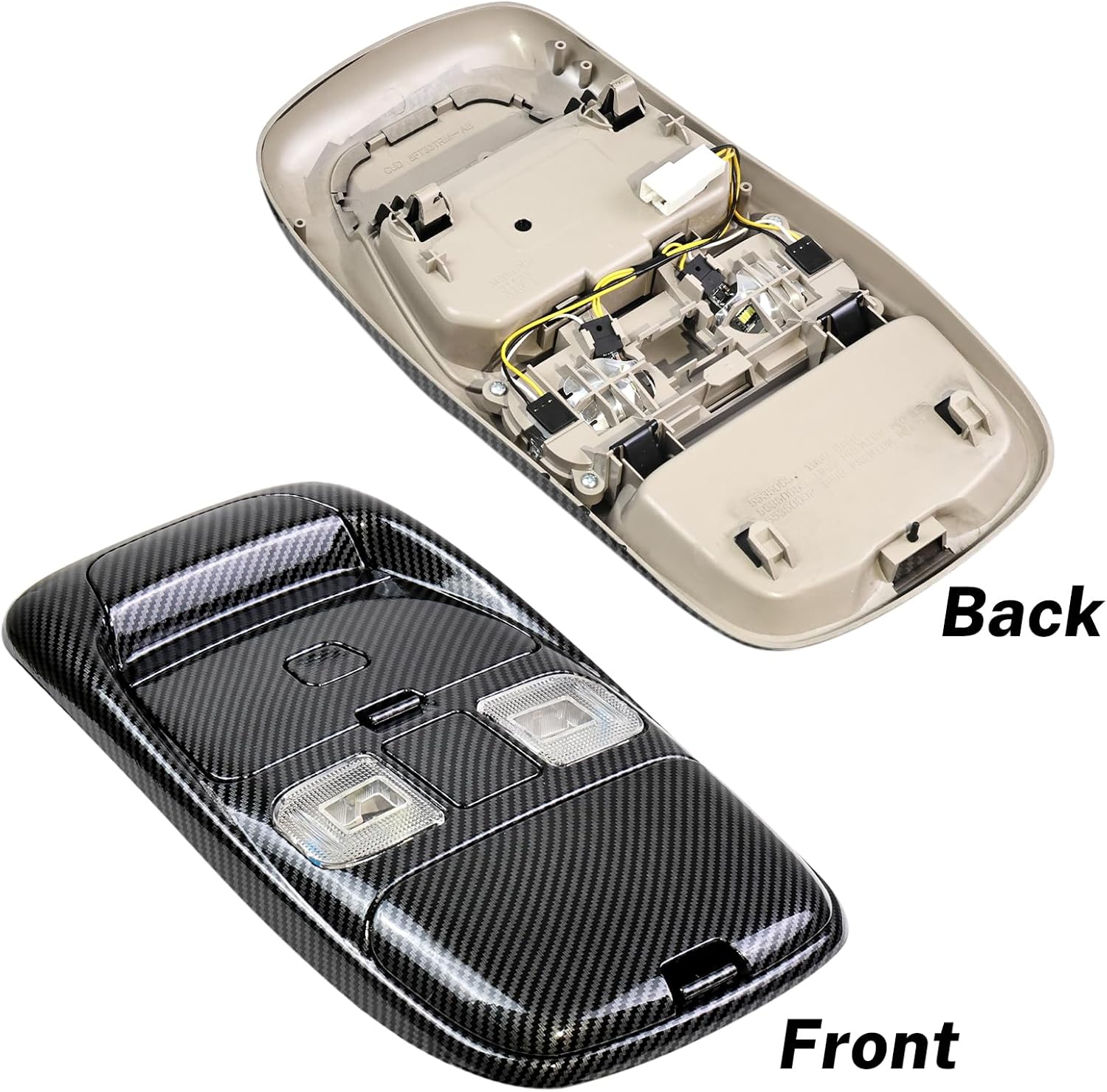 Overhead Console Dome Light Assembly Compatible with Dodge Ram 1500 2500 1999-2001 Front LED Overhead Console Storage Replace 55350657 SN96TL2AA (Carbon Fibre)