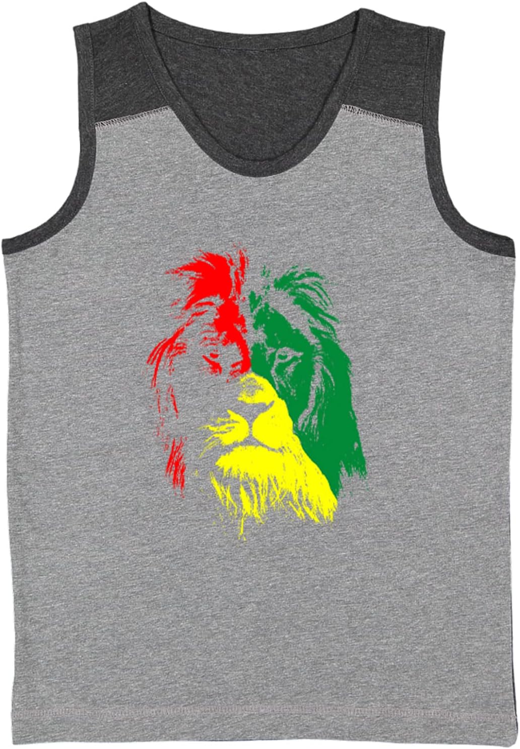 Rasta Lion Head - Rastafarian Youth Contrast Back Tank Top