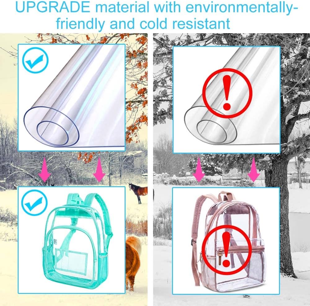 gxtvo Clear Backpack, Heavy Duty Transparent Bookbag, See Through Backpacks for Women Men | Heavy Duty - Image 4