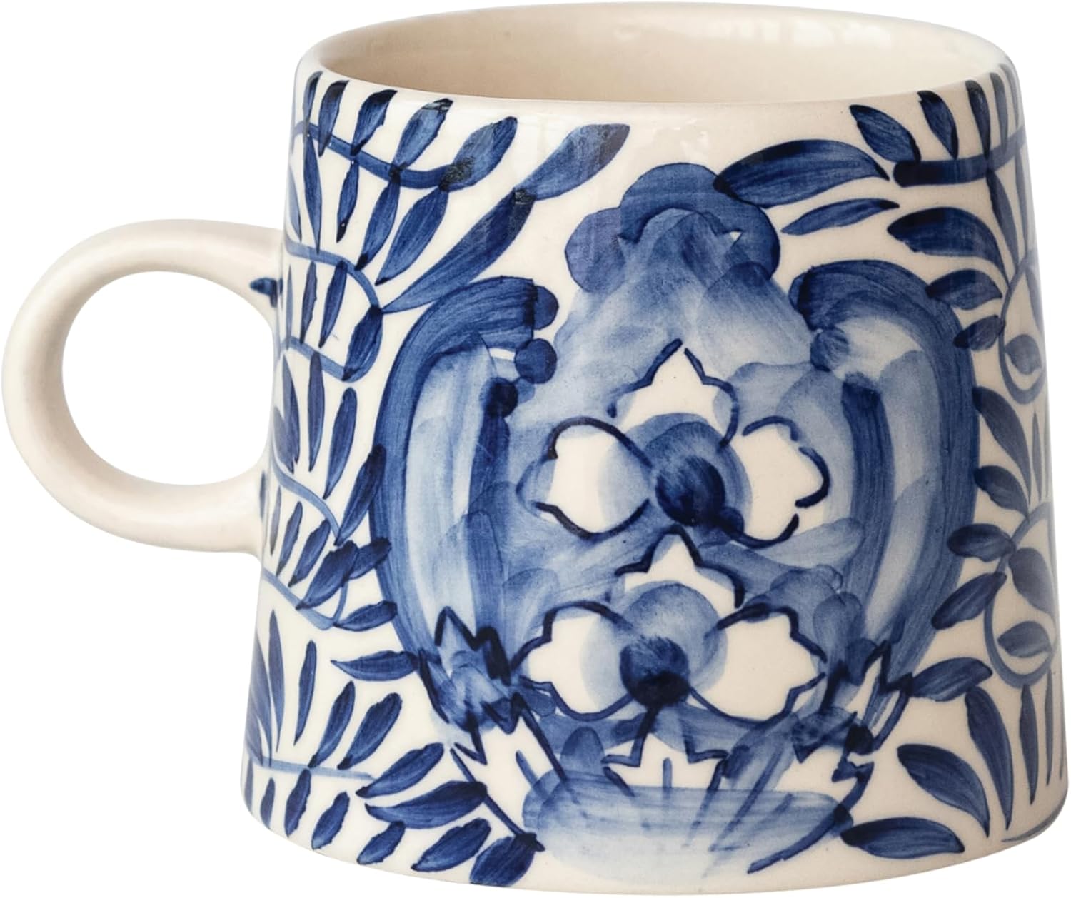 Creative Co-Op 10-oz Stoneware Mug with Geometric Design, Blue, Set of 4