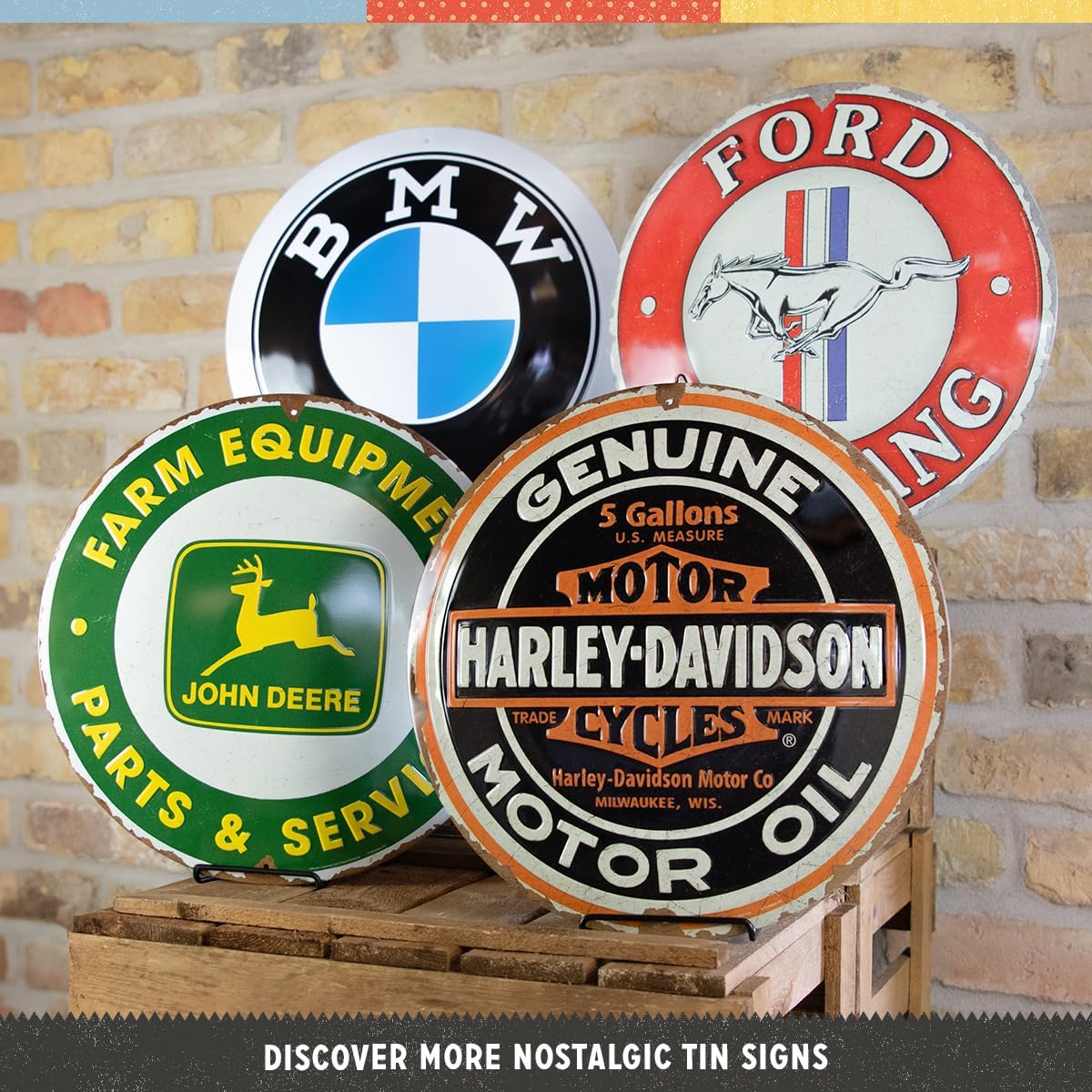 Nostalgic-Art Retro tin sign, 13.7" x 13.7", official license product (OLP), BMW – Logo – Gift idea for BMW fans, made of metal, Vintage Design