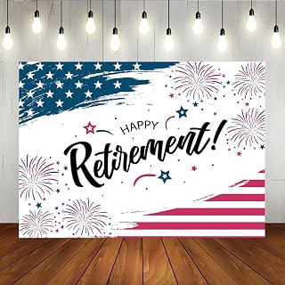 Lofaris Happy Retirement Backdrop Navy Red White Flag Congrats Police Retirement Photo Background Officially I'm Retired Birthday Party Decorations Supplies 7x5ft