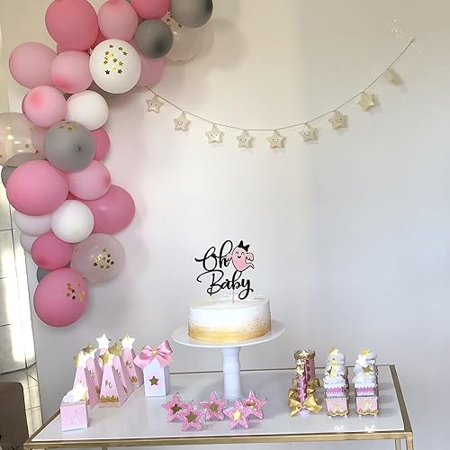 Miniatura 7 de Rsstarxi 1 paquete de decoración de pastel Ghost Oh Baby con lazo de purpurina Oh Baby Spooky Cake Pick para Halloween, tema de fantasma, revelación