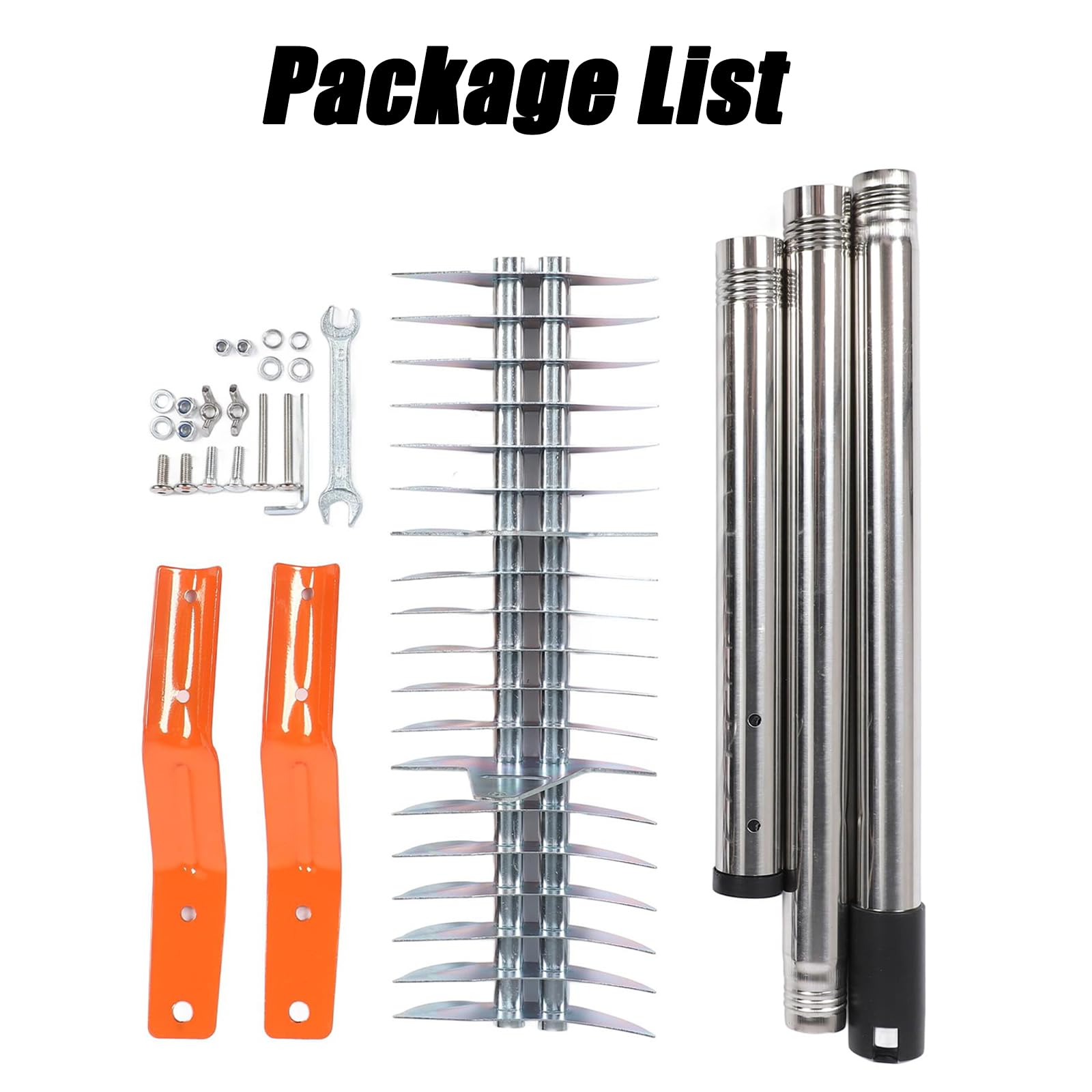 Rastrello scarificatore manuale da 37 cm, con manico regolabile e testa in metallo, perfetto per la cura del prato, la manutenzione del giardino e l'aerazione del cortile
