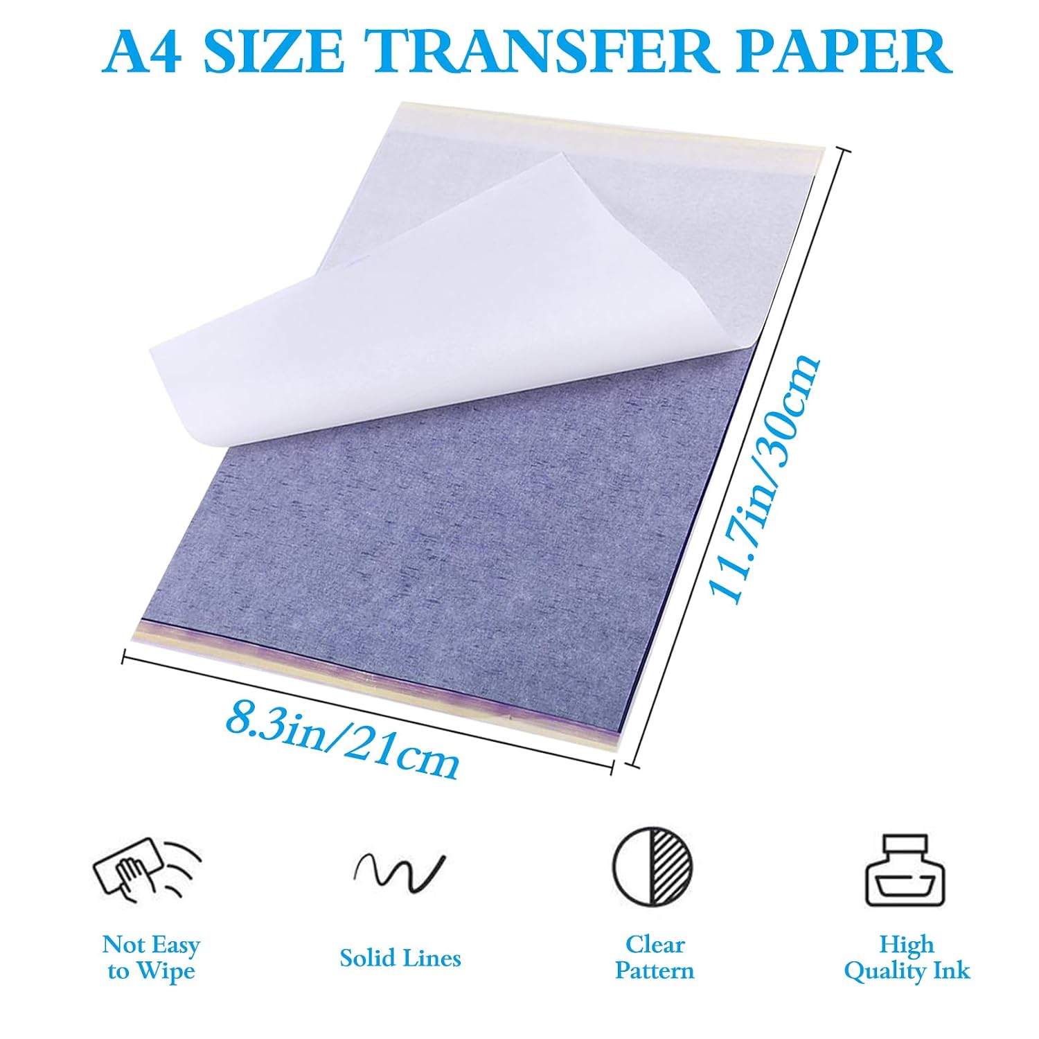 Tattoo Transfer Paper 50 Sheets A4 Thermal Stencil Paper for Tattoo Artists, 4-Layer Design Works with Thermal Copier Machines & Hand Tracing