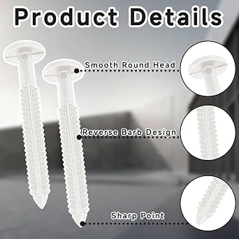 36Pcs 3 Inch Vinyl Shutter Fasteners Strongest Plastic Shutter Screws Window Shutters Hardware Exterior Spikes Loks for Fixing and Installing Decorative Exterior Vinyl Shutters (White)