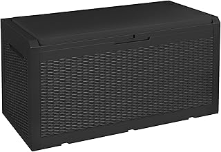 Greesum 100 Gallon Resin Deck Box Large Outdoor Storage with Seat Cushion for Patio Furniture, Garden Tools, Pool Supplie...