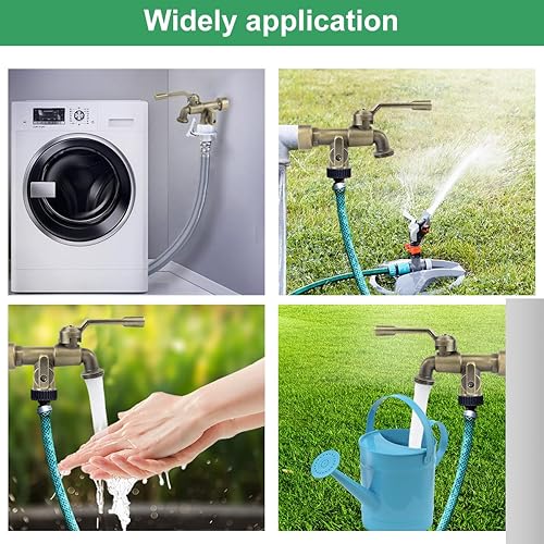 Miniatura 6 de Grifo doble para exteriores 2 en 1 de bronce, material de latón, montaje en pared, entrada y salida hembra NPT de 34 pulgadas, a prueba de heladas,