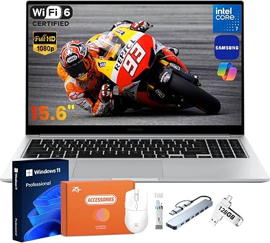 Samsung Galaxy Book4 Laptop Computer, Intel 10-Core 7 150UUp to 5.4GHz, 15.6 Inch Anti-Glare Display, Windows 11 Pro, 16 GB RAM, 2 TB SSD, WiFi 6, Dolby Atmos, Thin & Light, RH-Accessories