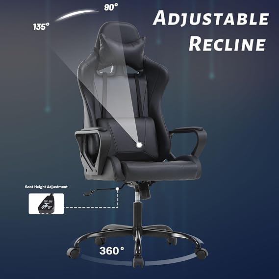 Cheap Gaming Chair PC Chair Ergonomic Office Chair Computer Chair, Video Game Chairs for Kids, Silla Gamer Chair with Headrest and Lumbar Support, Massage Chair Gaming Chairs for Adults Comfy Chair
