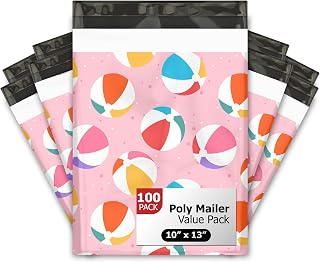 10x13 (100) Beach Balls Summer Designer Poly Mailers Waterproof Self Sealing Tear Resistant Polymailers Shipping Envelopes Premium Printed Bags For Small Businesses