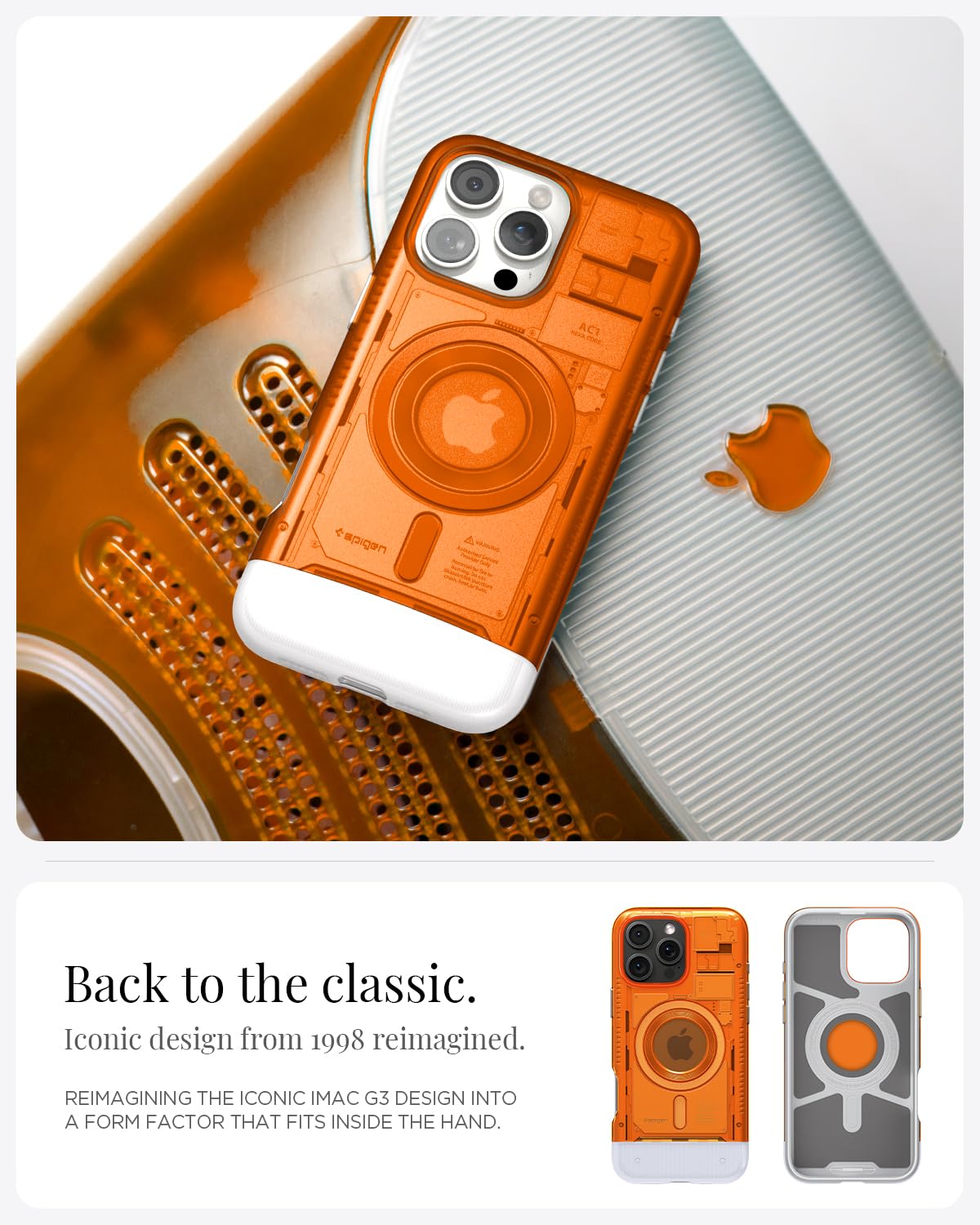 Spigen Classic C1 MagFit Case for iPhone 16 Pro, Compatible with MagSafe Accessories - Tangerine - Image 3