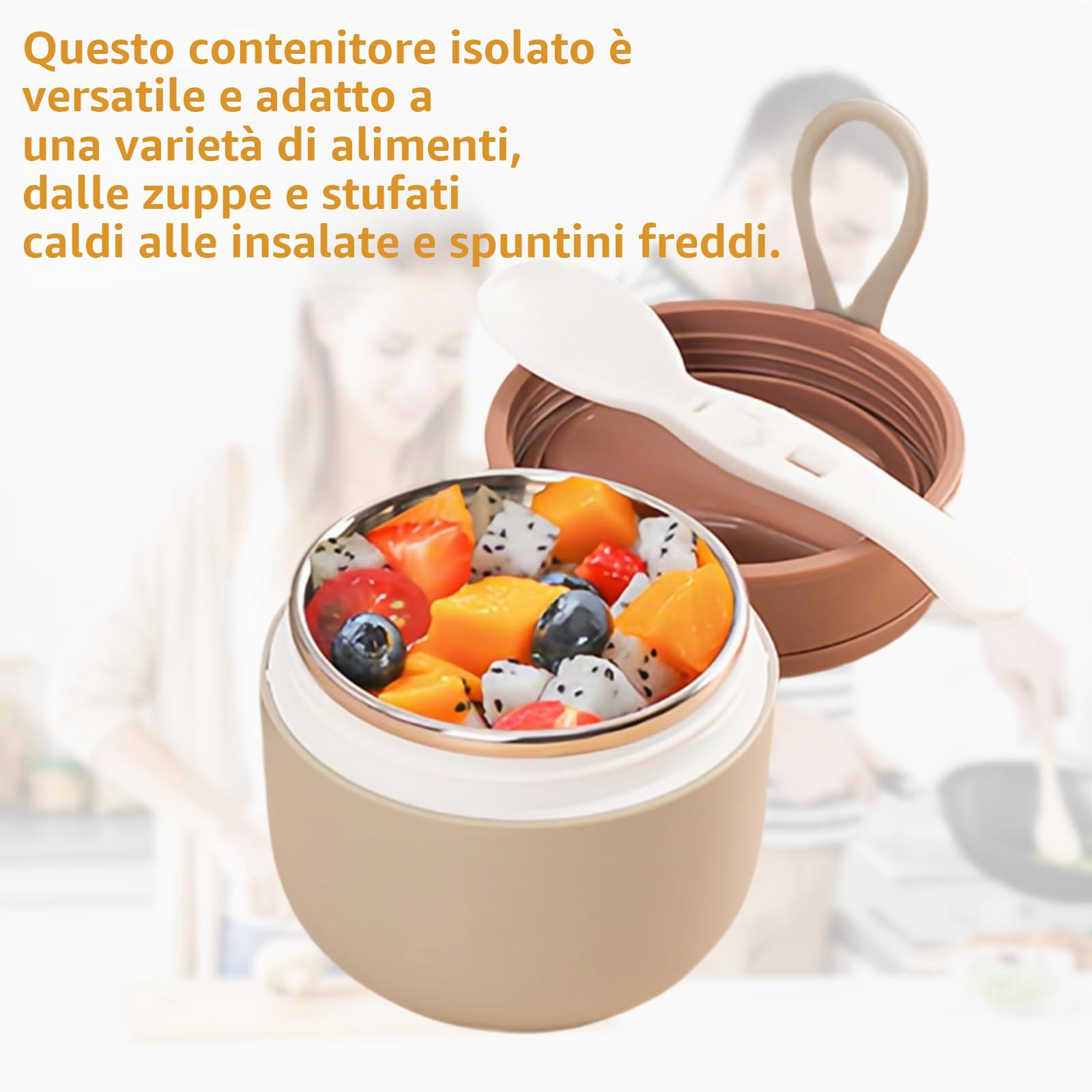 Contenitore termico in acciaio inox per cibi: 3 ciotole termiche, contenitore termico sottovuoto isolato, contenitore termico Essen to go (blu, rosa + bianco) (blu, rosa, verde, 430 ml)
