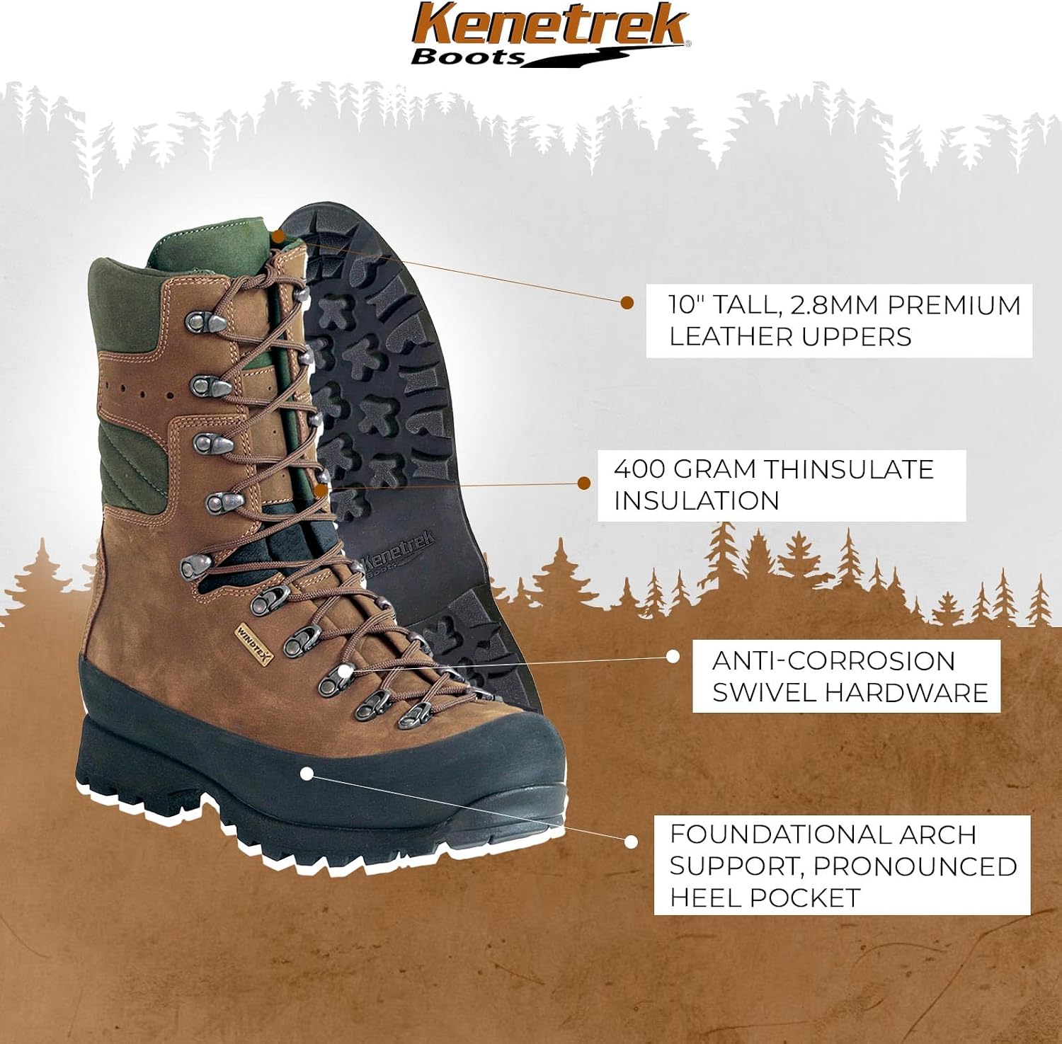 Kenetrek Men's Mountain Extreme 400 Insulated Hiking Boots