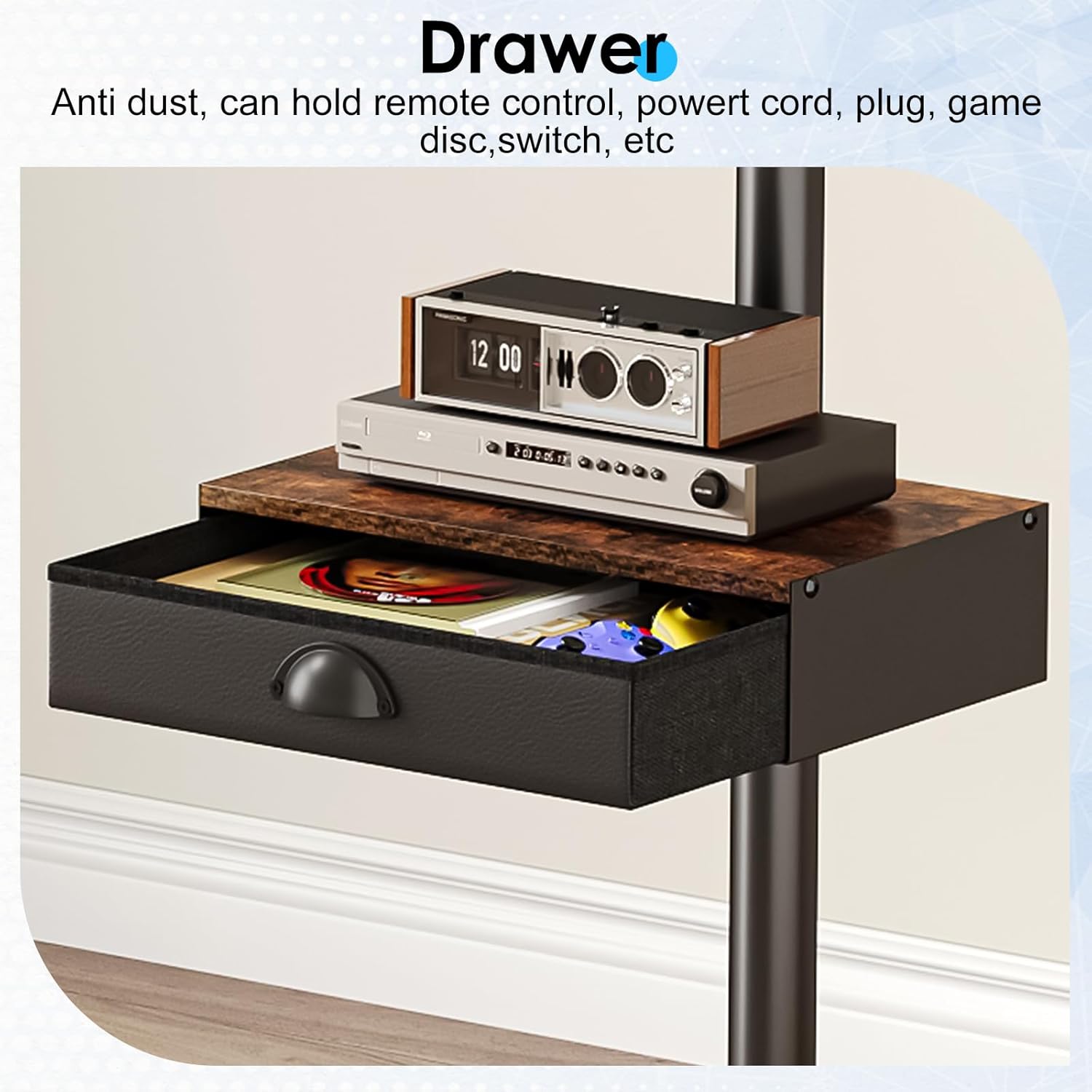 Mobile TV Stand with Drawer for 23-60 Inch Flat/Curved Screen,Tilt Rolling TV Cart on Wheels with Adjustable Height Portable TV Floor Stand Holds up to 50 lbs for Indoor Outdoor Max VESA 400x400mm