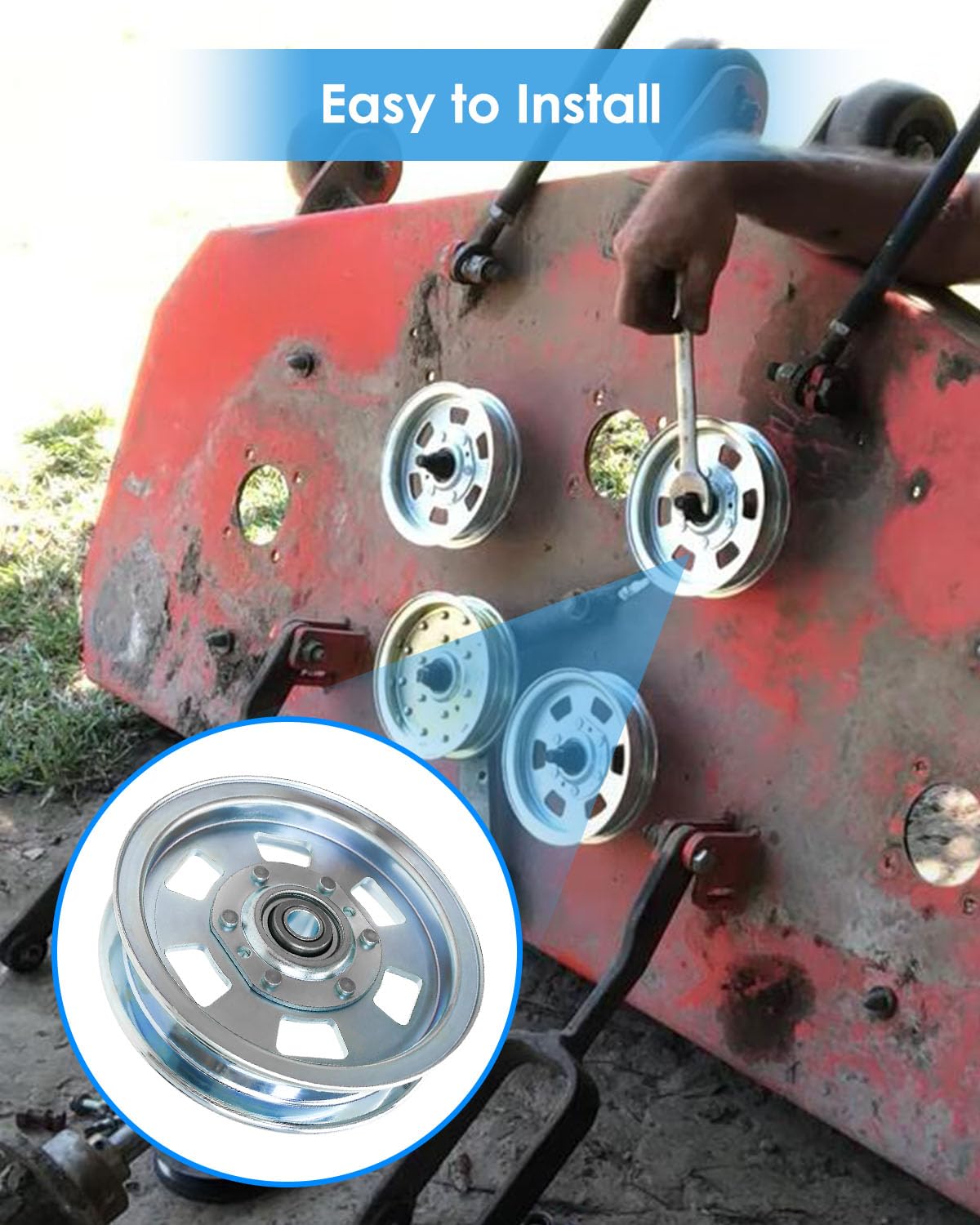 Lawn Mower Idler Pulley 033-2000-00 Fits for Bad Boy MZ Series 48" 54" Decks ZT Elite 48" 54" 60" Decks, Idler Pulley Replace 033-8000-00 033-7201-00 033-7201-25, 1 Pack