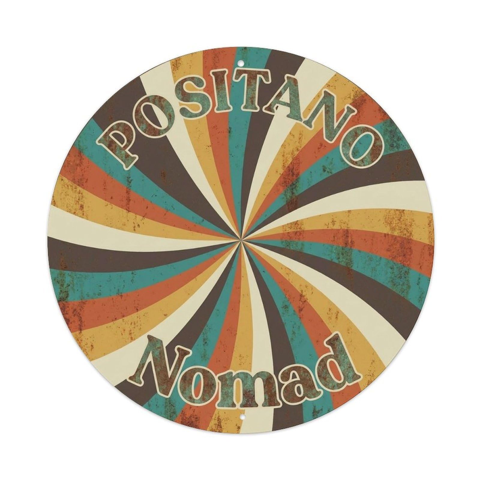 Coastal Italy Positano Seaside Rustic Amalfi Coast Metal Tin Sign Plaque Wall Decor for Cafe, Man Cave, Club Bar, Office, Home Garden Round Metal Poster 8x8Inch