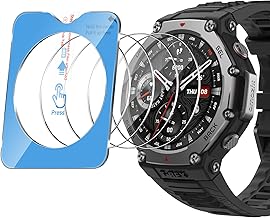 Screen Protector Compatible with Amazfit T-Rex 3 with Mounting Frame [4 Pieces], Tempered Glass Protective Film [No Bubbles] [Anti-Scratch] HD 9H Tempered Glass Saver