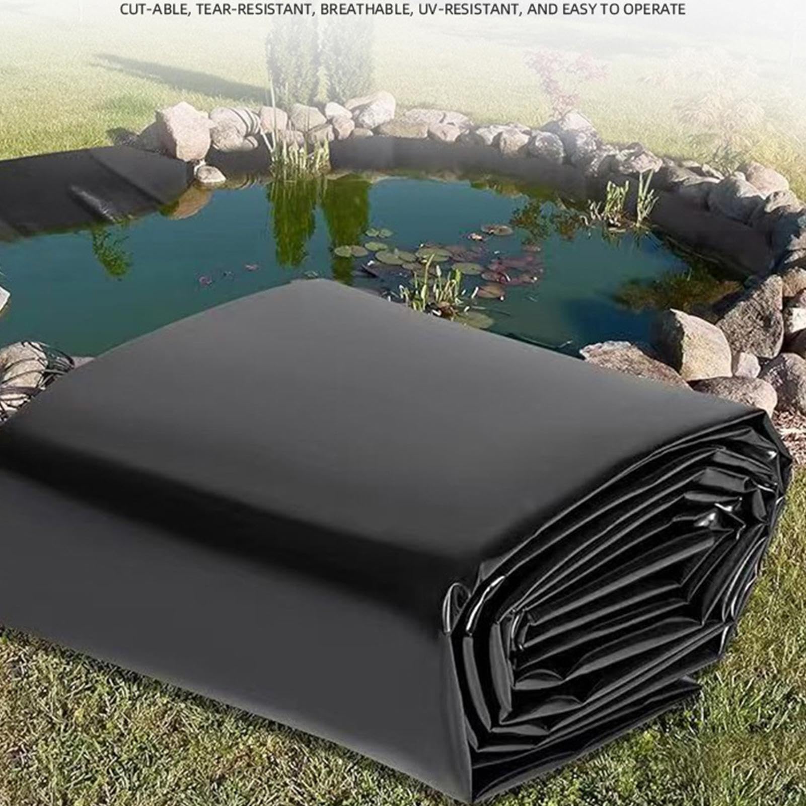 Telone per laghetto, 0,2 mm, ad alta densità, resistente alle intemperie e ai raggi UV, rivestimento per laghetti da giardino, cascate, torrenti, fontane, giardino, cortile, , fattoria