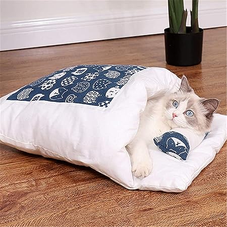 Amazon V Dank 猫 ベッド 犬 ベッド ペット ベッド 猫 ふとん ペット マット クッション 寝袋 65x50cm キャットハウス 可愛い 大きい かわいい ペットハウス 猫グッズ ペット布団 あったか ペット用品 イヌ 筒型 布団 ネコ ねこ ソフト ふわふわ