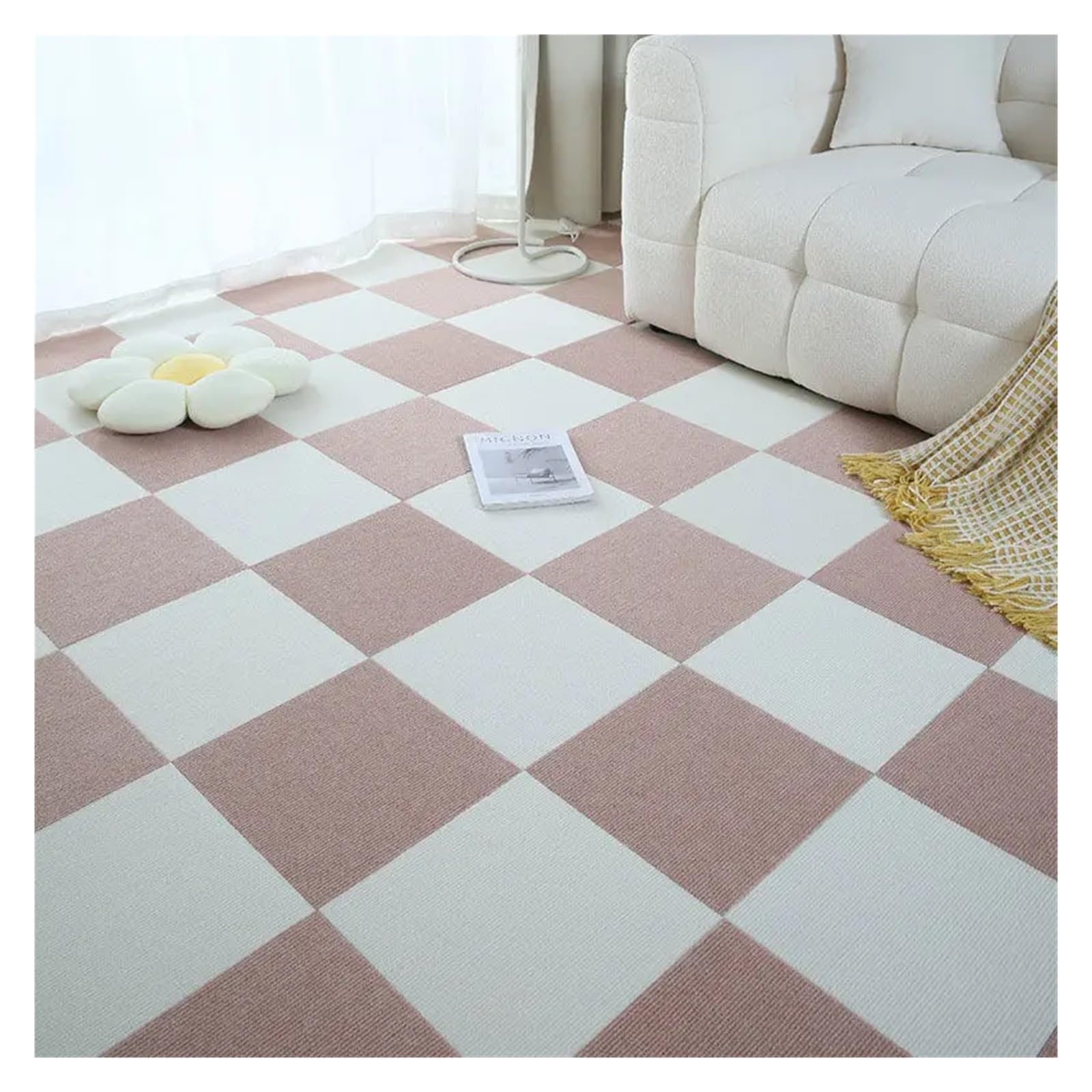 Rutdcjkne Camel And White Carpet Tiles Peel And Stick, Self Adhesive Carpet Tiles Multicolor 30X30cm 4-32 Pcs Soundproof Office Floor Mat(,30X30cm 4Pcs)