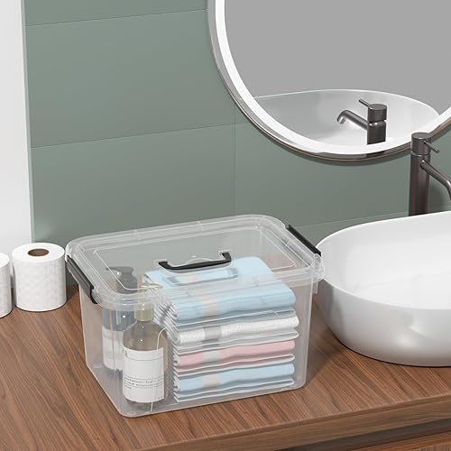 Miniatura 5 de Paquete de 4 contenedores de almacenamiento de 10.5 cuartos de galón con asa, caja de cierre transparente