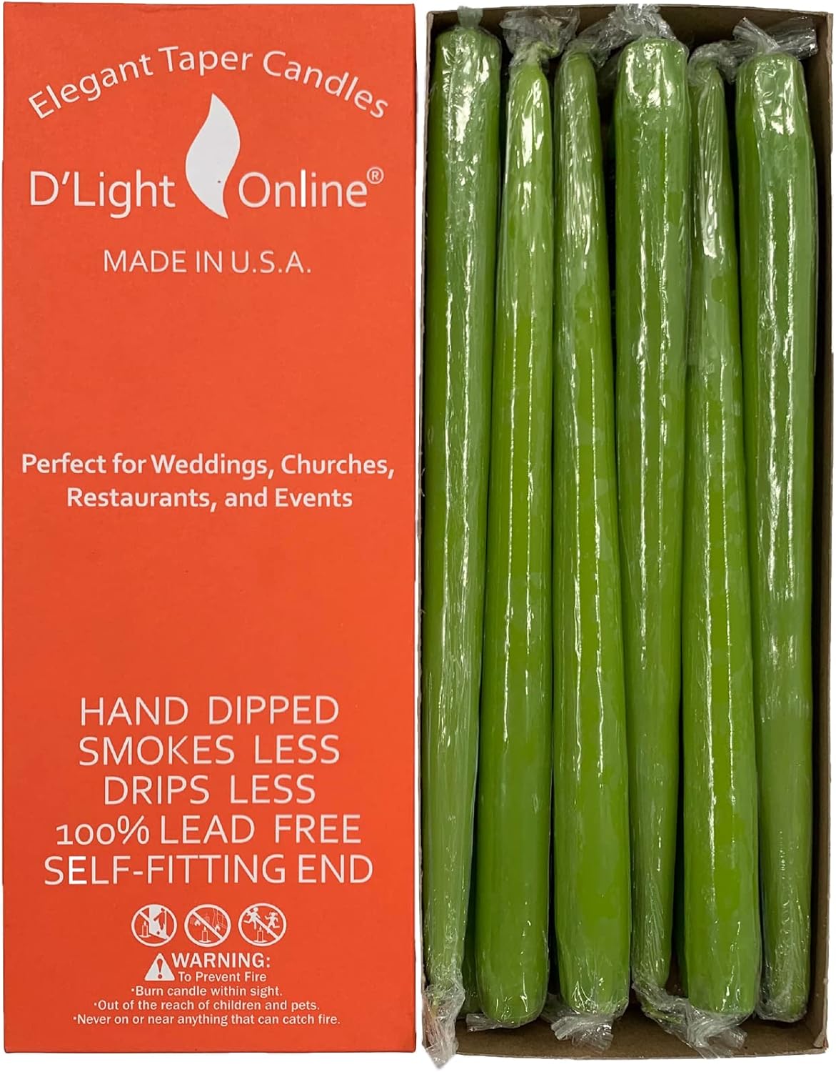 D'light Online Elegant Unscented Fresh Lime Green Taper Candles Premium Quality