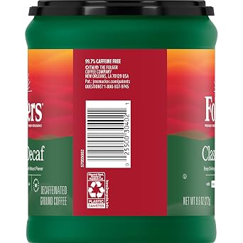 Folgers Decaf Coffee, Ground Coffee, Classic Medium Roast, 9.6 Ounce Canister