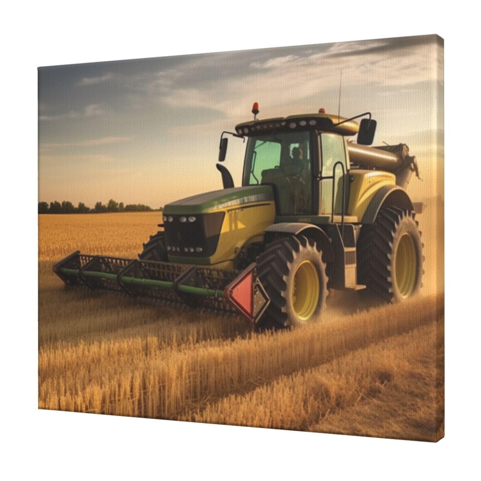 FodPand Farm Tractor Harvest Canvas Wall Art for Living Room Wall Decor 20"x24" Modern Artwork Painting Pictures Hanging Canvas Prints Aesthetic Wall Art for Bedroom Bathroom Office Wallart Decor