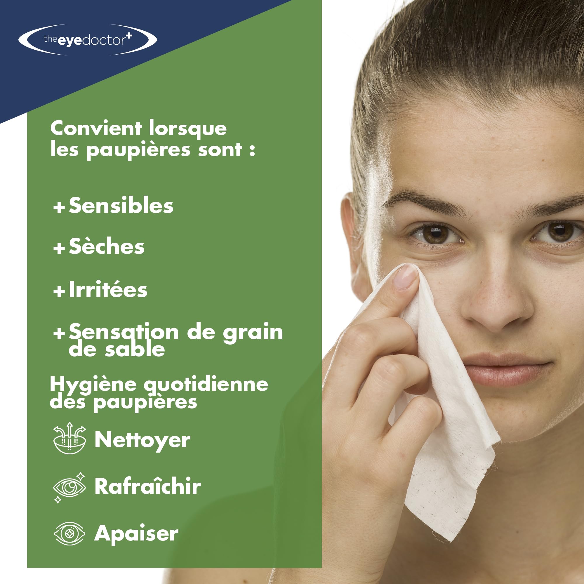 The Eye Doctor Les Lingettes Pour Paupières À L'arbre À Thé - 80 Lingettes À Usage Unique Pour Les Yeux - Convient Aux Sensibles, Aux Secs