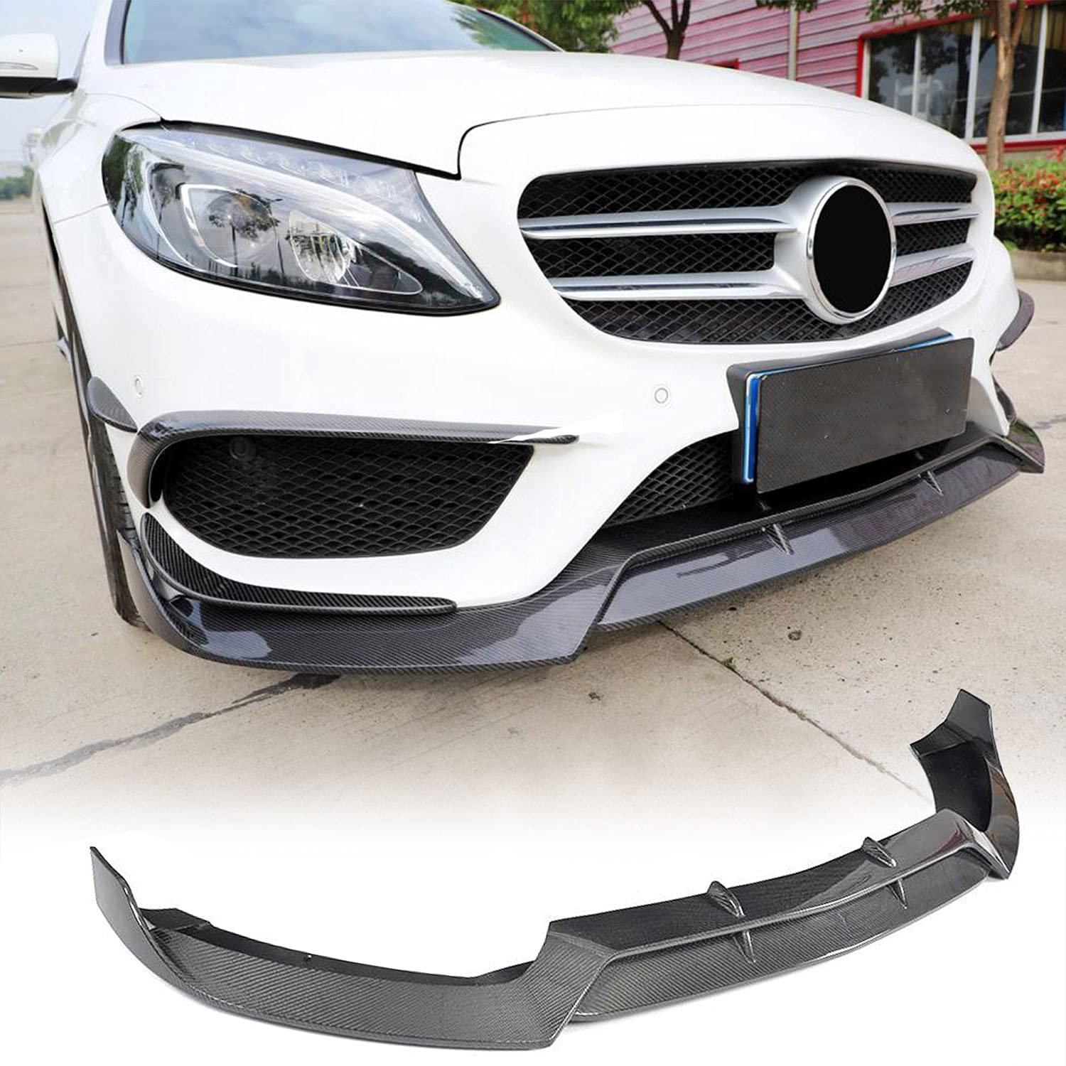 Amazon.com: OPASDH Front Bumper Lip fits Mercedes Benz C Class W205 C205  A205 C300 C400 Sport 2Door 4Door 2015-2018 Carbon Fiber CF Chin Spoiler  Splitter Protector Front Lip : Automotive