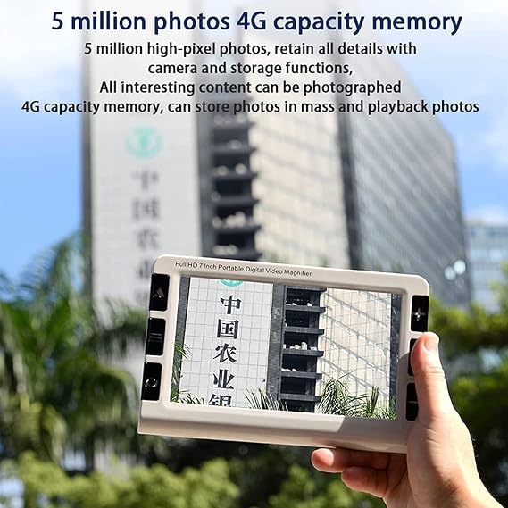 7.0 Inch Electronic Reading Aids, Portable Digital Video Magnifier Reading Aids,19 Kinds Color Modes, 2X/8X/15X/32X Zoom, 5 Million Photos 4G Capacity Memory, Best Gift for Low Vision