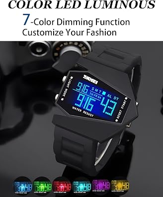 Gosasa Men Sports Military Watches Digital Airplane Shaped LED Light Waterproof Watches