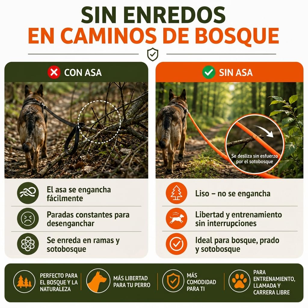 Correa de arrastre robusta/correa de paseo para perros | Correa de campo/búsqueda con revestimiento de plástico de 6 mm | Resistente a la suciedad y al agua | Sin asa de mano | Hecho a mano
